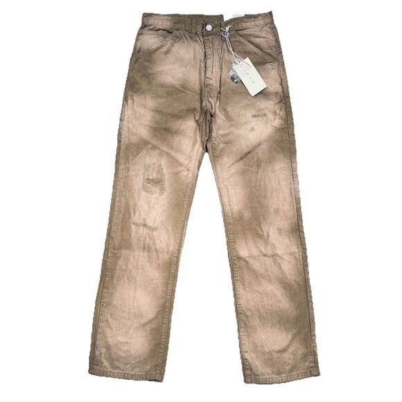MNML Corduroy Pants Mens Size 29 Measures 31x30 Distressed Repaired Tan Brown